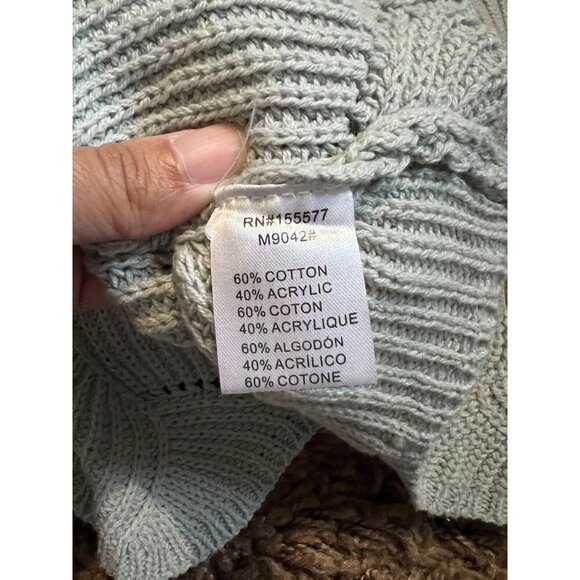 Miracle USA M/L Gray Knit Pullover Sweater Scalloped Hem Textured Wave Pattern - Picture 3 of 5